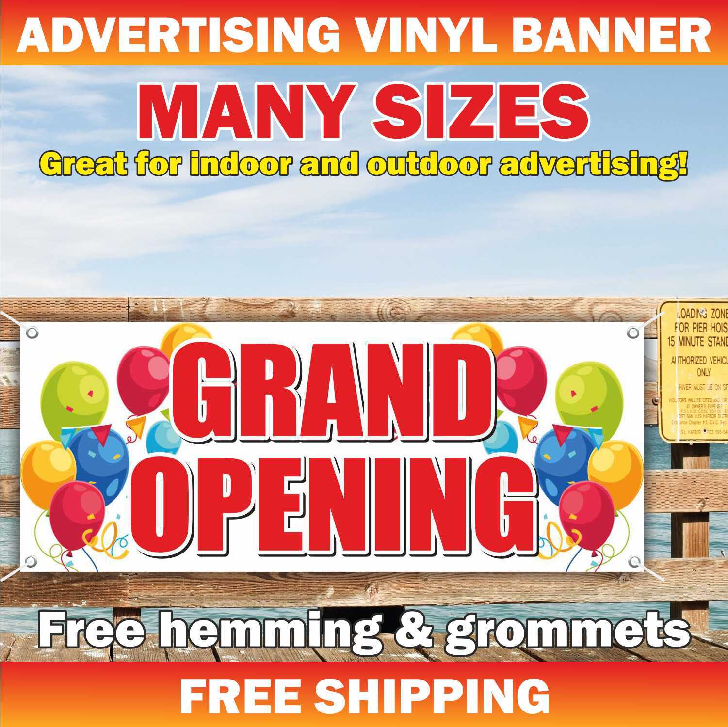 GRAND OPENING Advertising Banner Vinyl Mesh Sign welcome now open open 24 hours