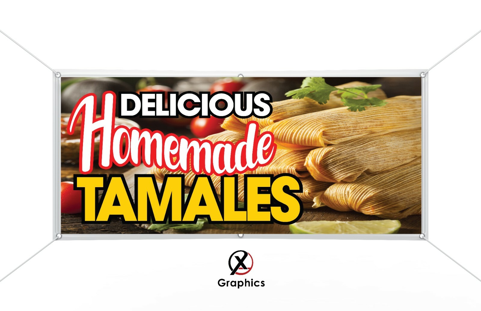 Delicious Homemade Tamales Vinyl Banner advertising Sign. Full color any size