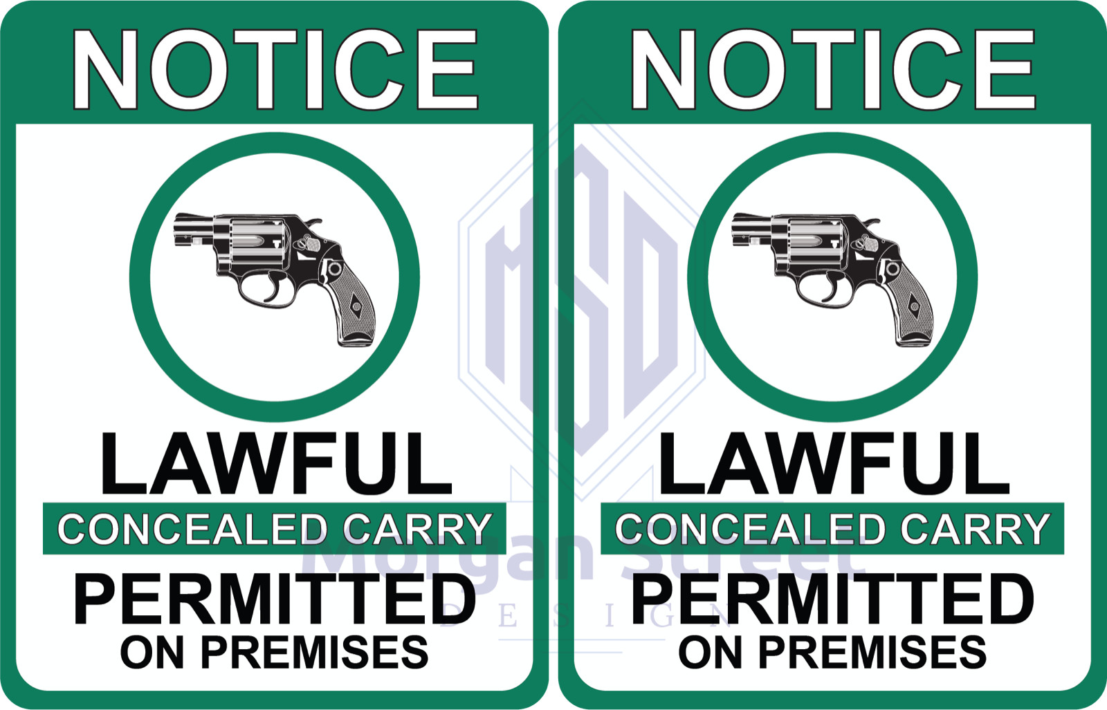 Notice Concealed Carry Permitted Allowed Sign Vinyl Decal TWO SIZES AVAILABLE