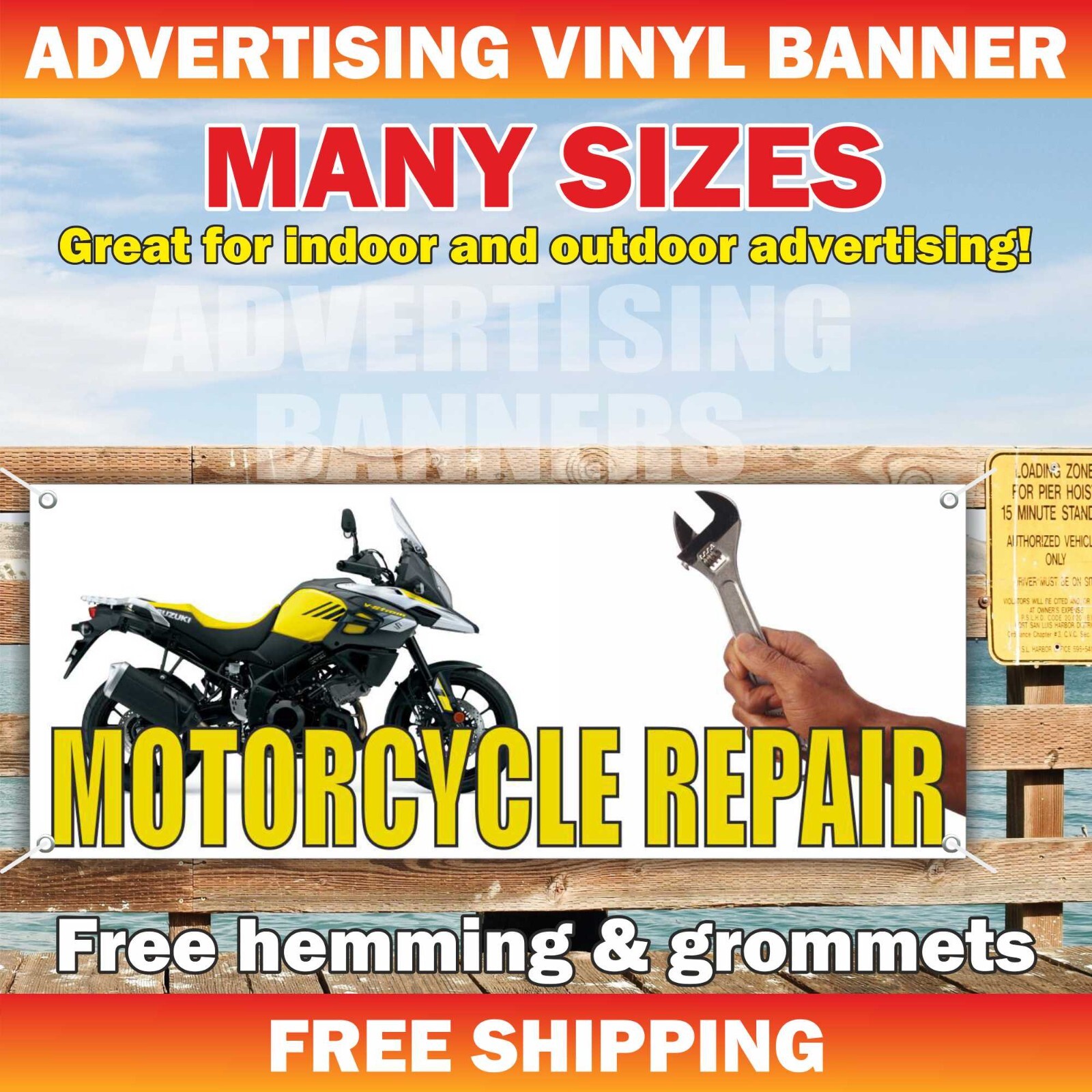 Motorcycle Repair Advertising Banner Vinyl Mesh Sign Sales Service Car auto Fix