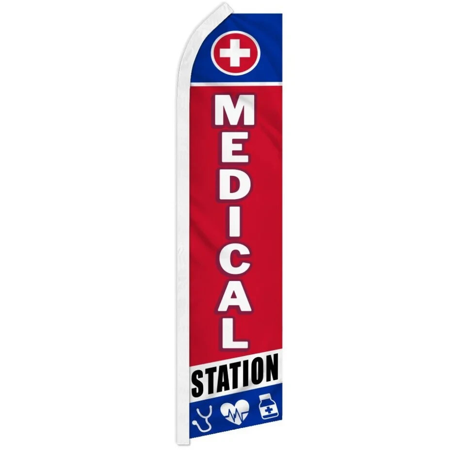 Medical Station Swooper Advertising Banner Flag for Emergency Care First Aid