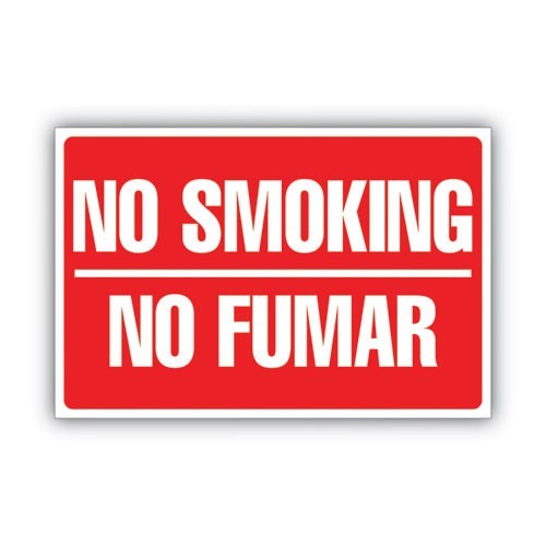 COSCO Two-Sided Signs, No Smoking/No Fumar, 8 x 12, Red, 5/Pack