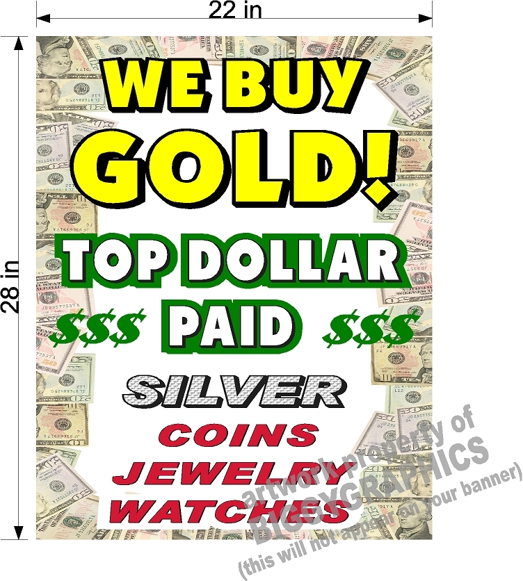 22″ x 28″ WE BUY GOLD & DIAMONDS PLASTIC SIGN YELLOW TEXT