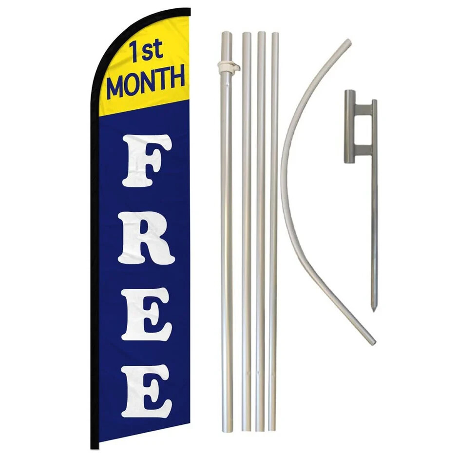 1st Month Free Windless Full Curve Advertising Real Estate Banner Flag Pole Kit