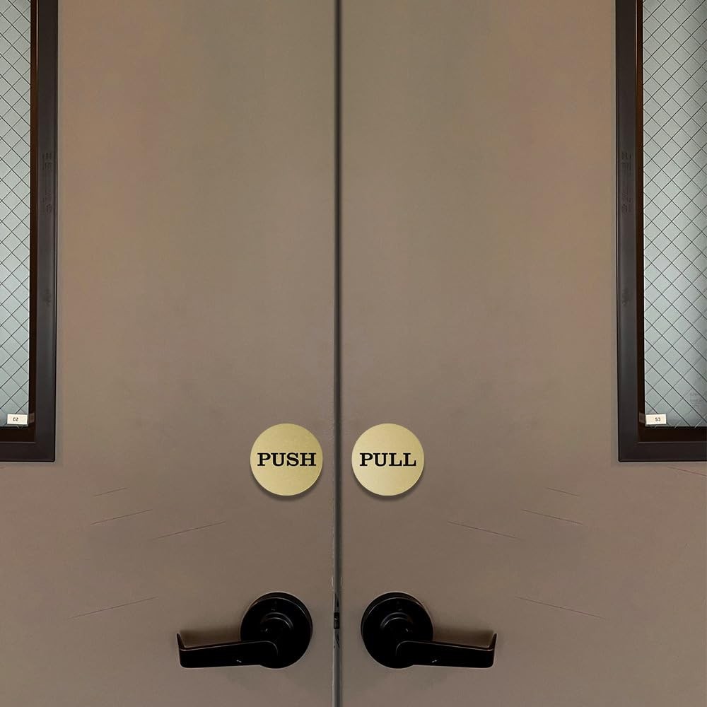 Round Push Pull Door Signs 2 Inch Red 2 Sets 4 PCS For Shop Business