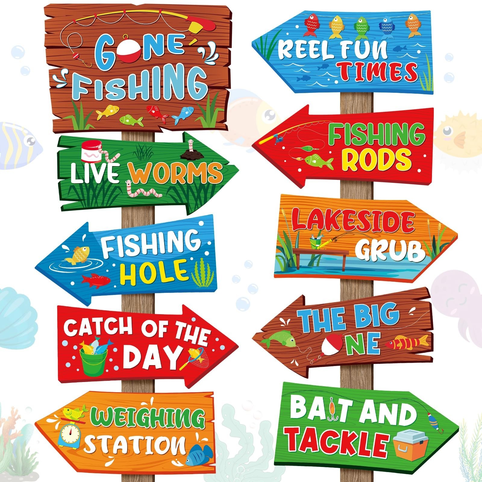 20 Pcs Gone Fishing Sign Gone Fishing Birthday Party Decorations Photo Booth …