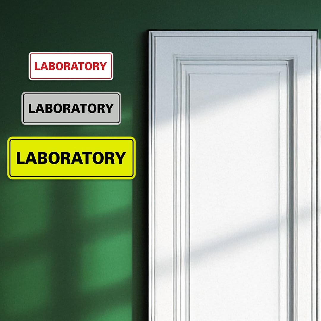 Standard Laboratory Sign Black/Silver – Medium 1 Pack