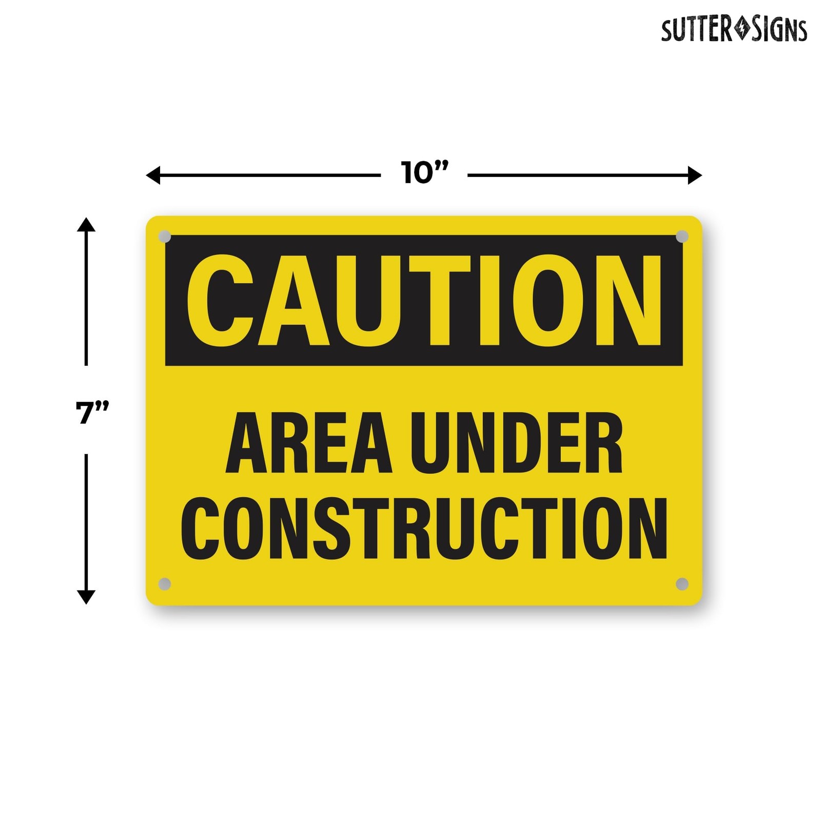 4 PCS Caution Area Under Construction Sign 10×7 Inch Waterproof Plastic Mount