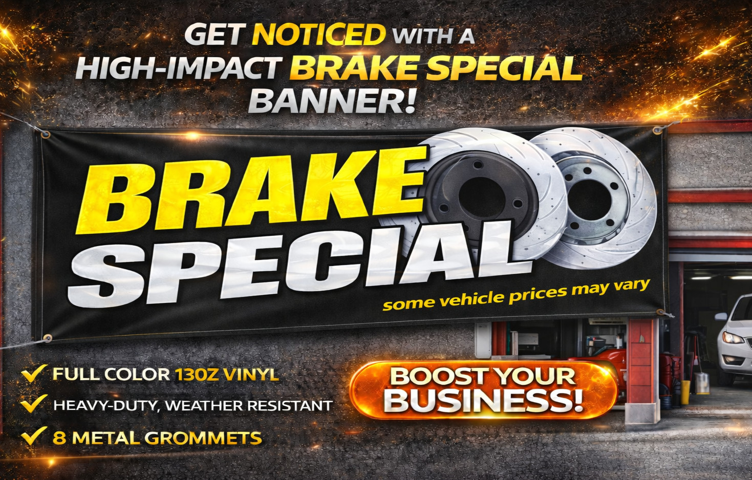 Brake Special Vinyl Banner Sign 13oz w/ Grommets Auto Repair Shop Garage Sale