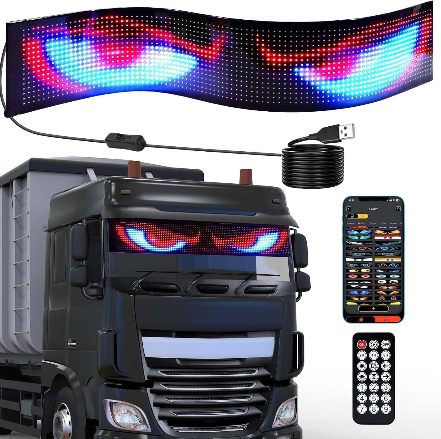 Large Programmable LED Devil Eyes Sign for Cars, Trucks & Shop Advertising