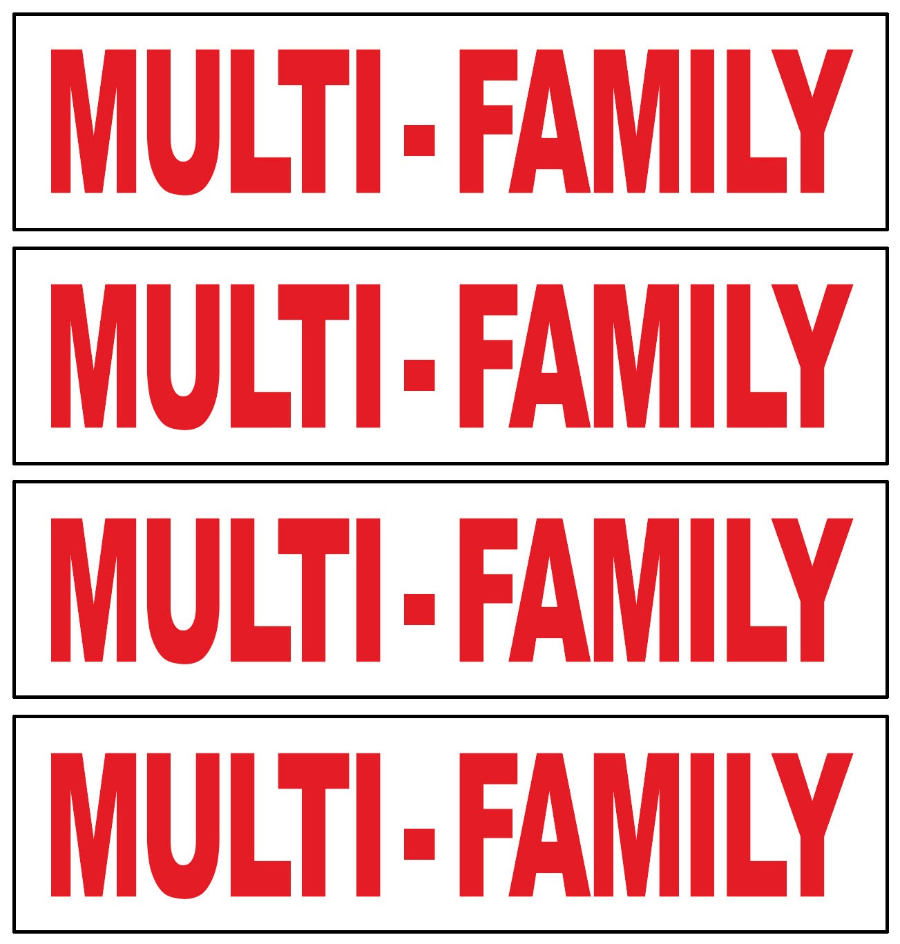 4 Pack 6×24 Inch MULTI FAMILY Real Estate Rider Corrugated Sign wrb