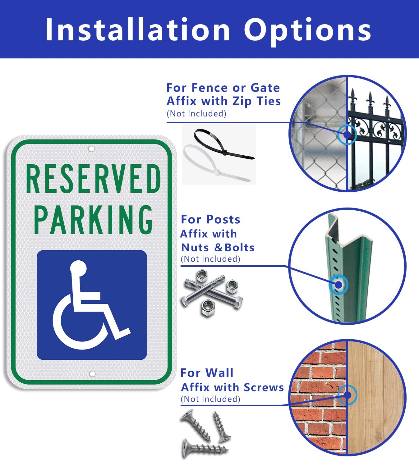 Handicap Parking Sign-18 X 12 Inch Aluminum Sign, with ADA Accessibility Symbo