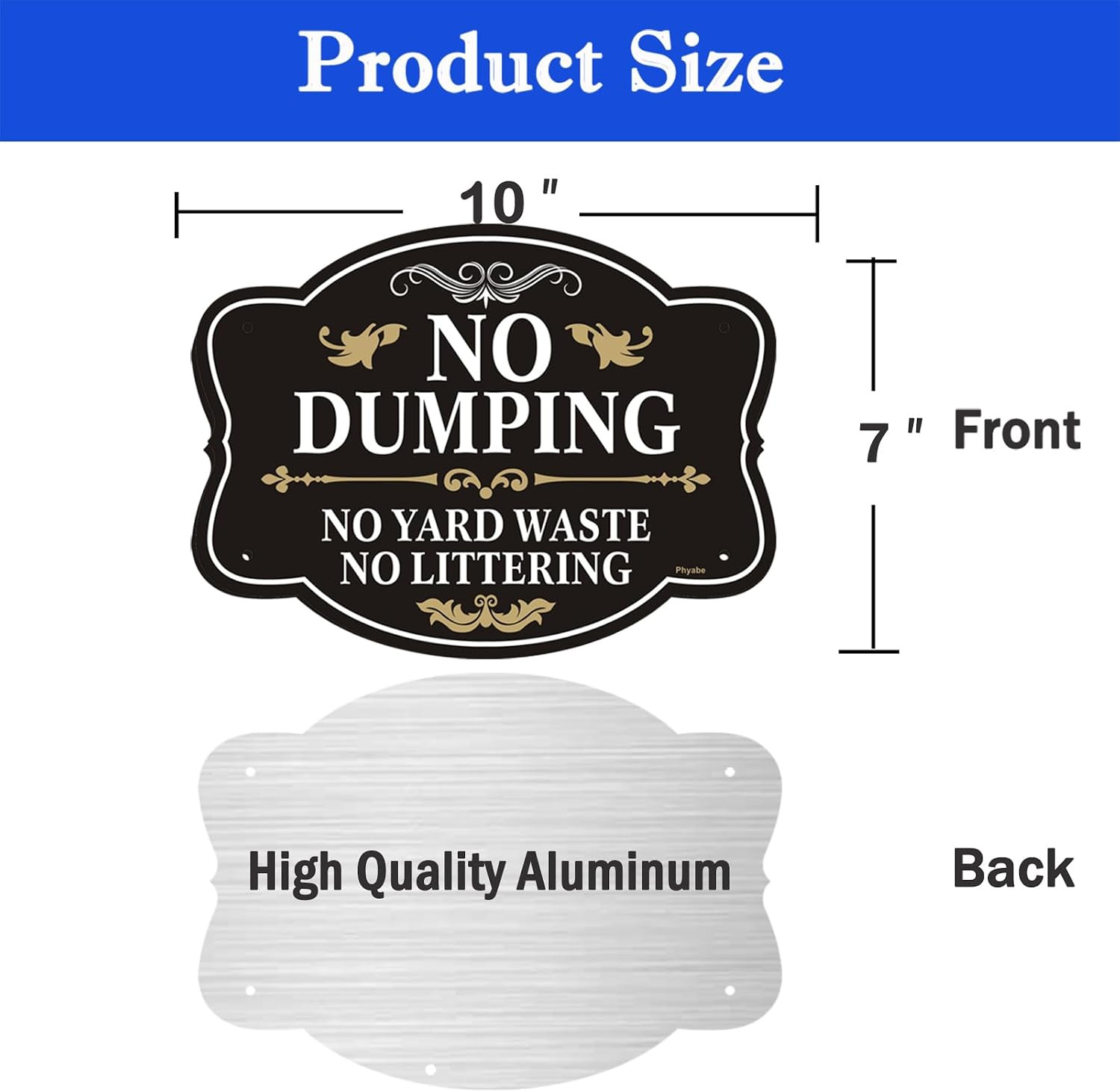 2 Pack No Dumping Sign, No Yard Waste, No Littering, 10 x 7 Inches | Rust Free A