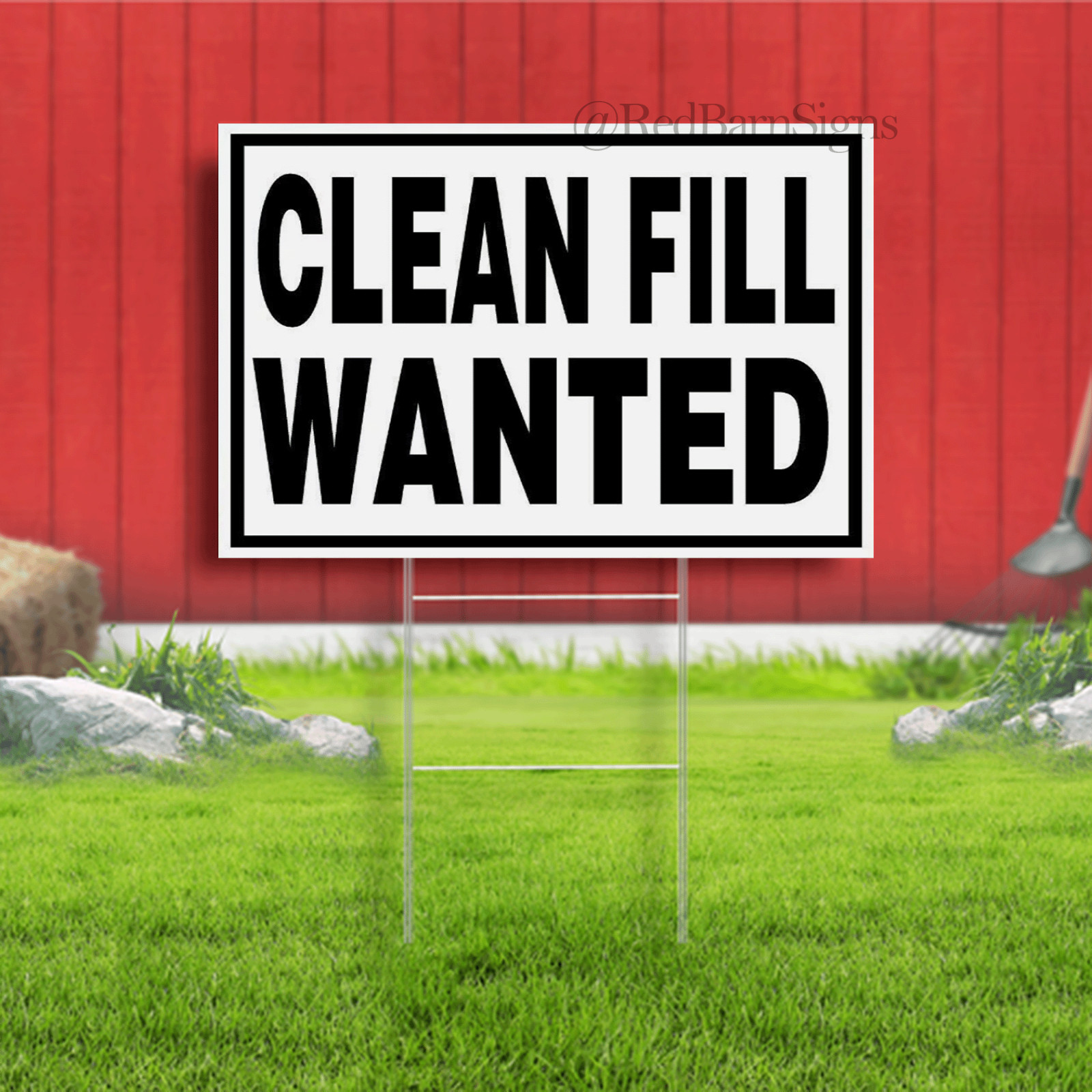 CLEAN FILL WANTED BLACK BORDER Yard Sign with Stand LAWN SIGN