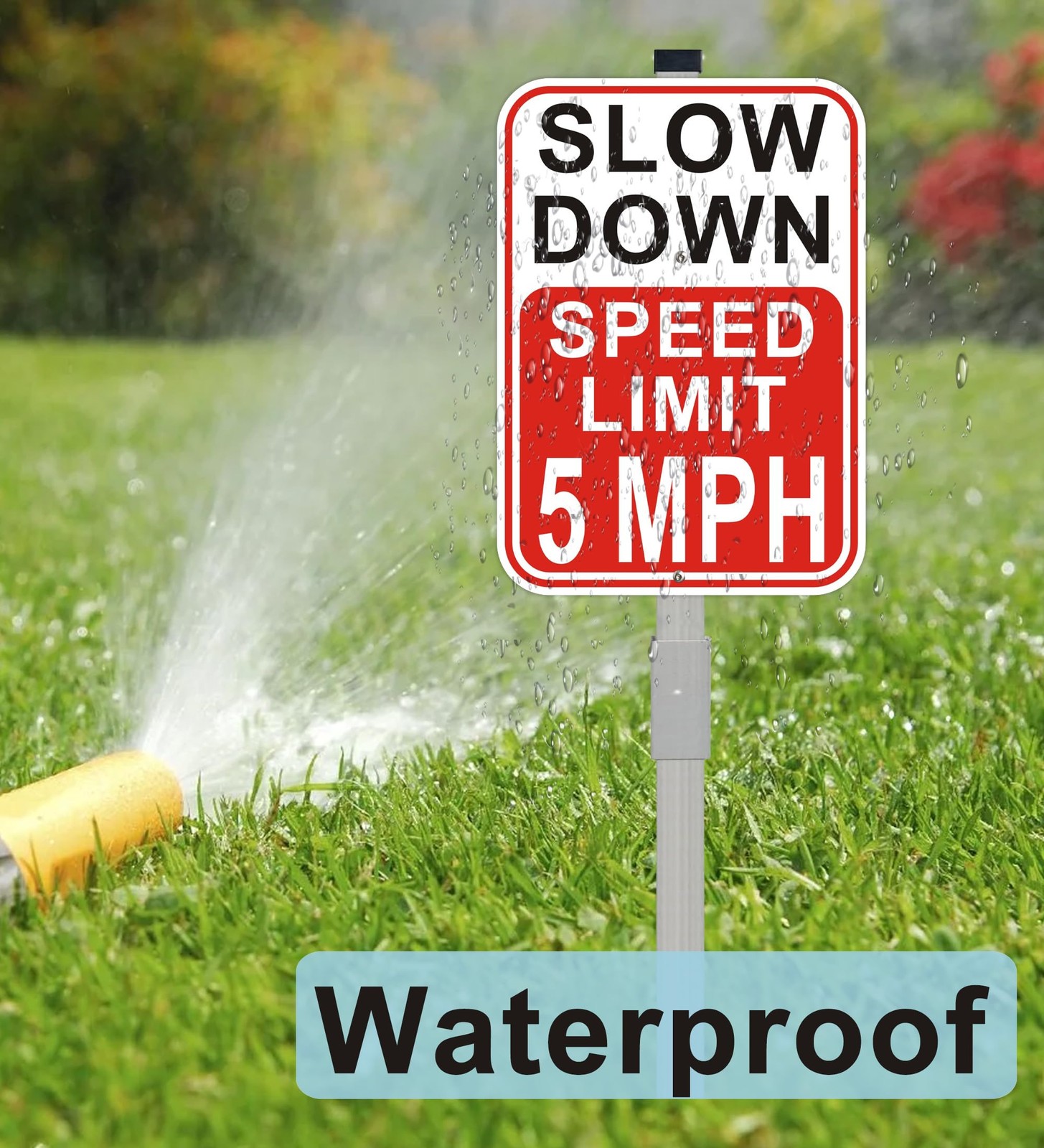 2Pack Slow Down Sign, Speed Limit 5 MPH Sign with 36″ Stakes, 14″×10″ Reflect…