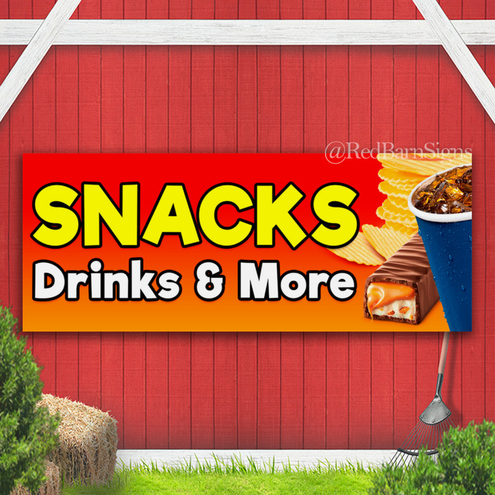 Snacks Drinks & More Indoor Outdoor Banner Sign with grommets
