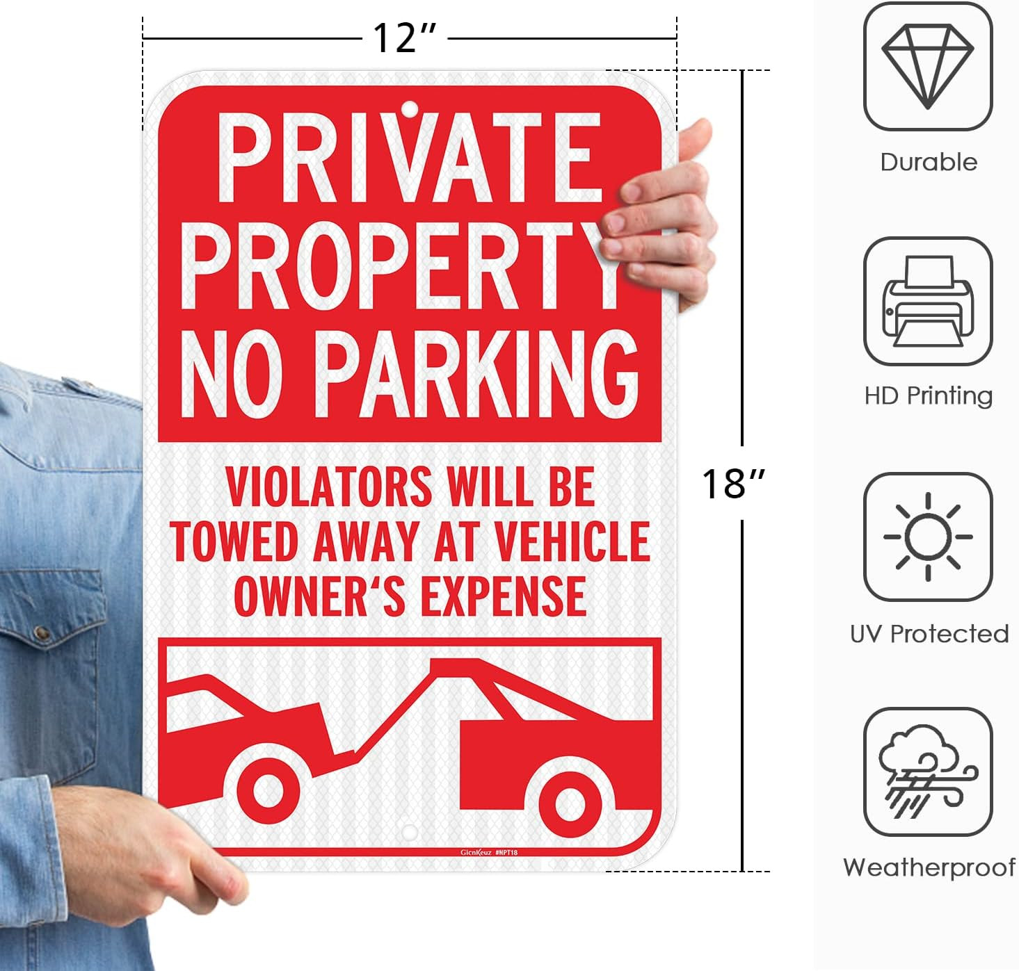 2 Pack Private Property No Parking Signs, Violators Will Be Towed Away at Vehicl