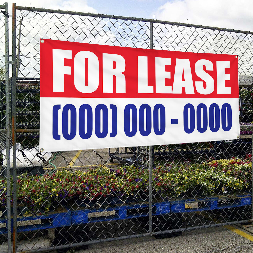 Vinyl Banner Multiple Sizes For Lease Custom Phone Number Promotion Business