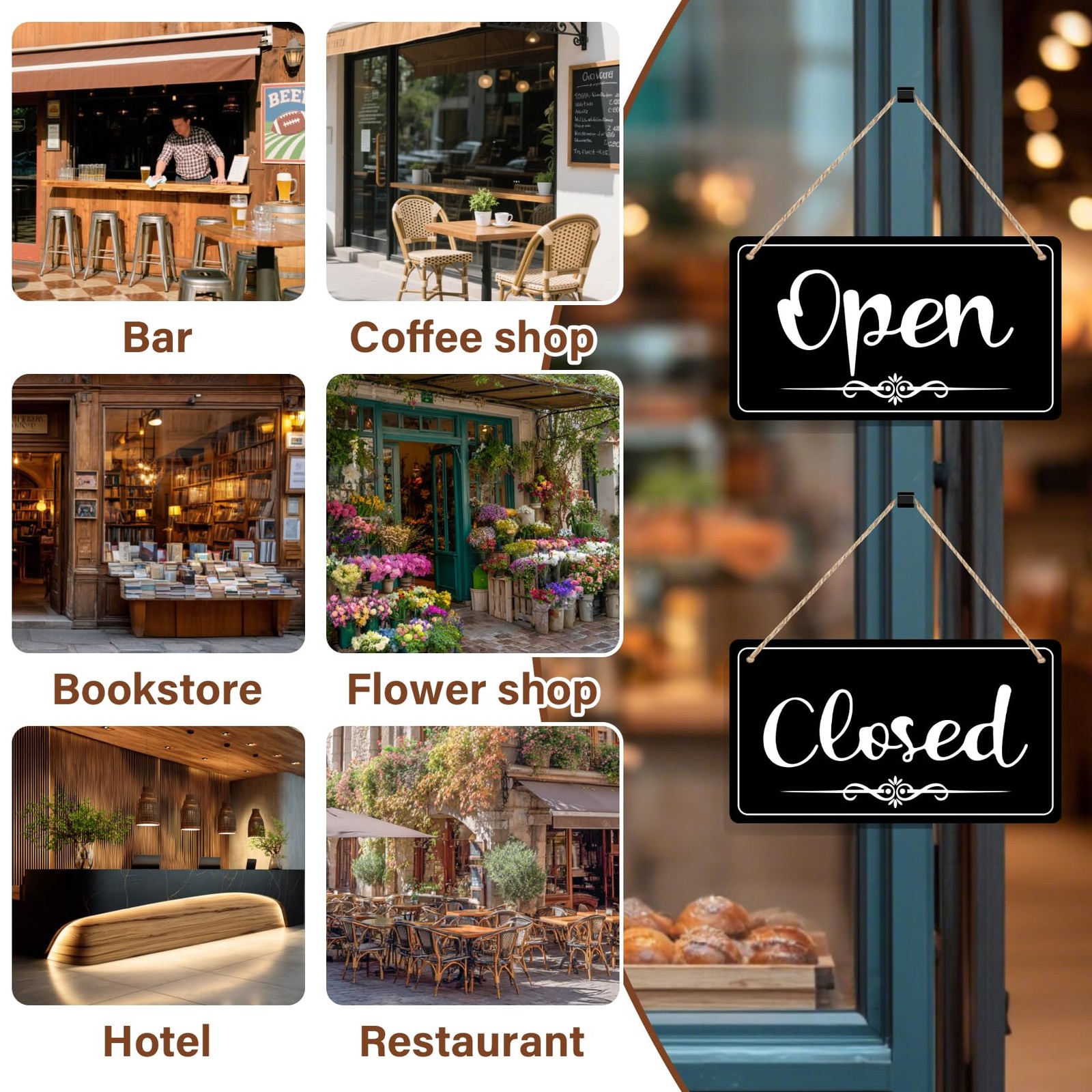 CARGEN Open Signs – Double Sided Open Closed Sign Business Hours Hanging with…