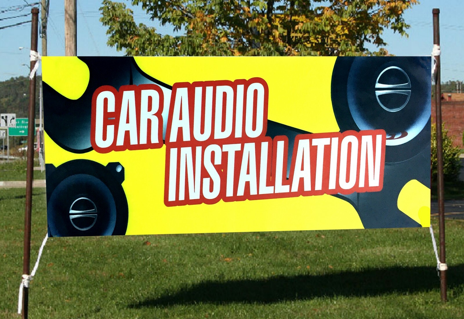 “Car Audio Installation” Business Advertising Banner Sign Size 18″x 48 & 24x 72″