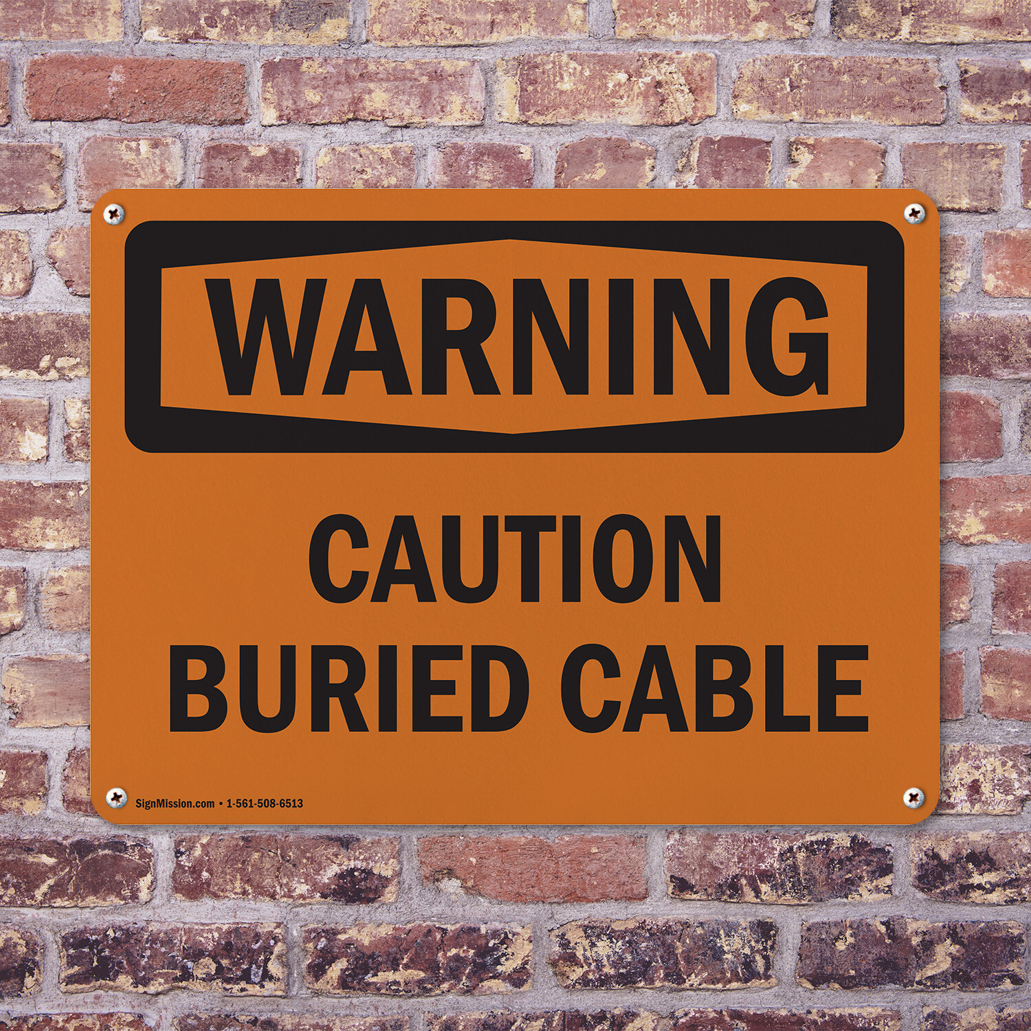 (2 Pack) Caution Buried Cable OSHA Warning Sign Decal Metal Plastic