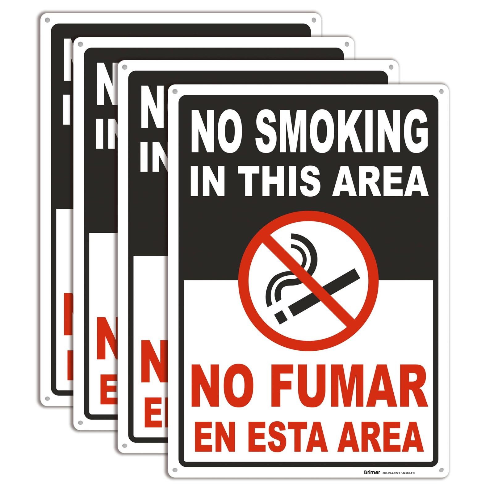 BRIMAR No Smoking In This Area Signs Bilingual English & Spanish 10×14 4 Pack