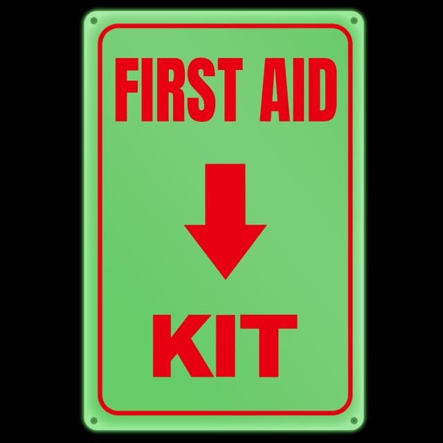Glow In The Dark First Aid Kit Sign 8 x 12 Inches – Sturdy Acrylic Glow Signs…