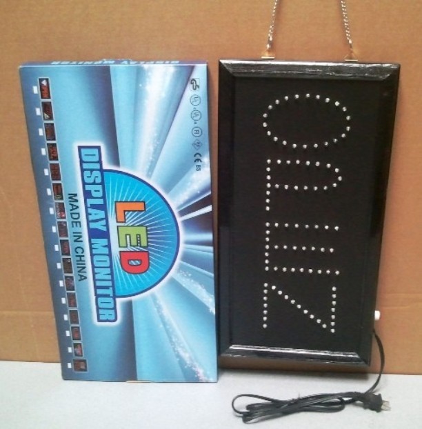 LED OPEN Sign-Vertical Red, 19″ x 10″ x 3/4″, AC 110V