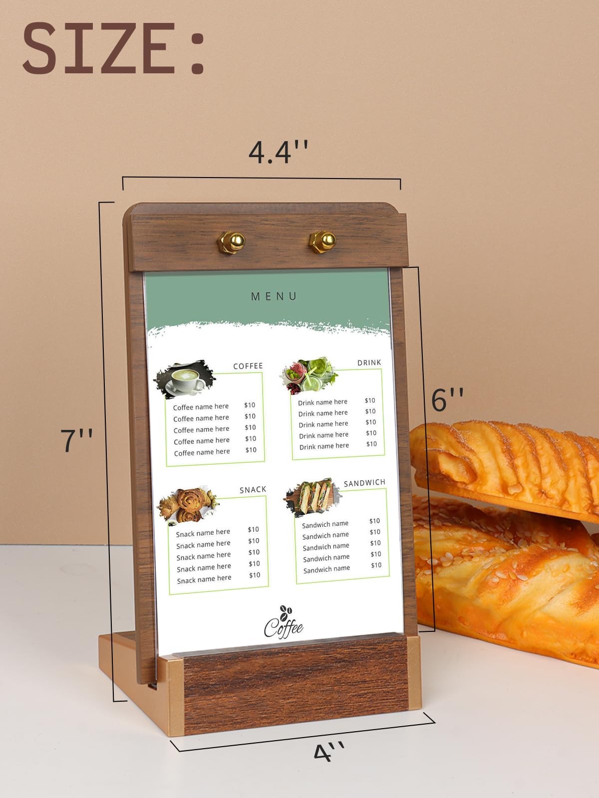 LIANHELILAI 3Pack 4×6 Acrylic Sign Holder Vertical with Wood-color Base