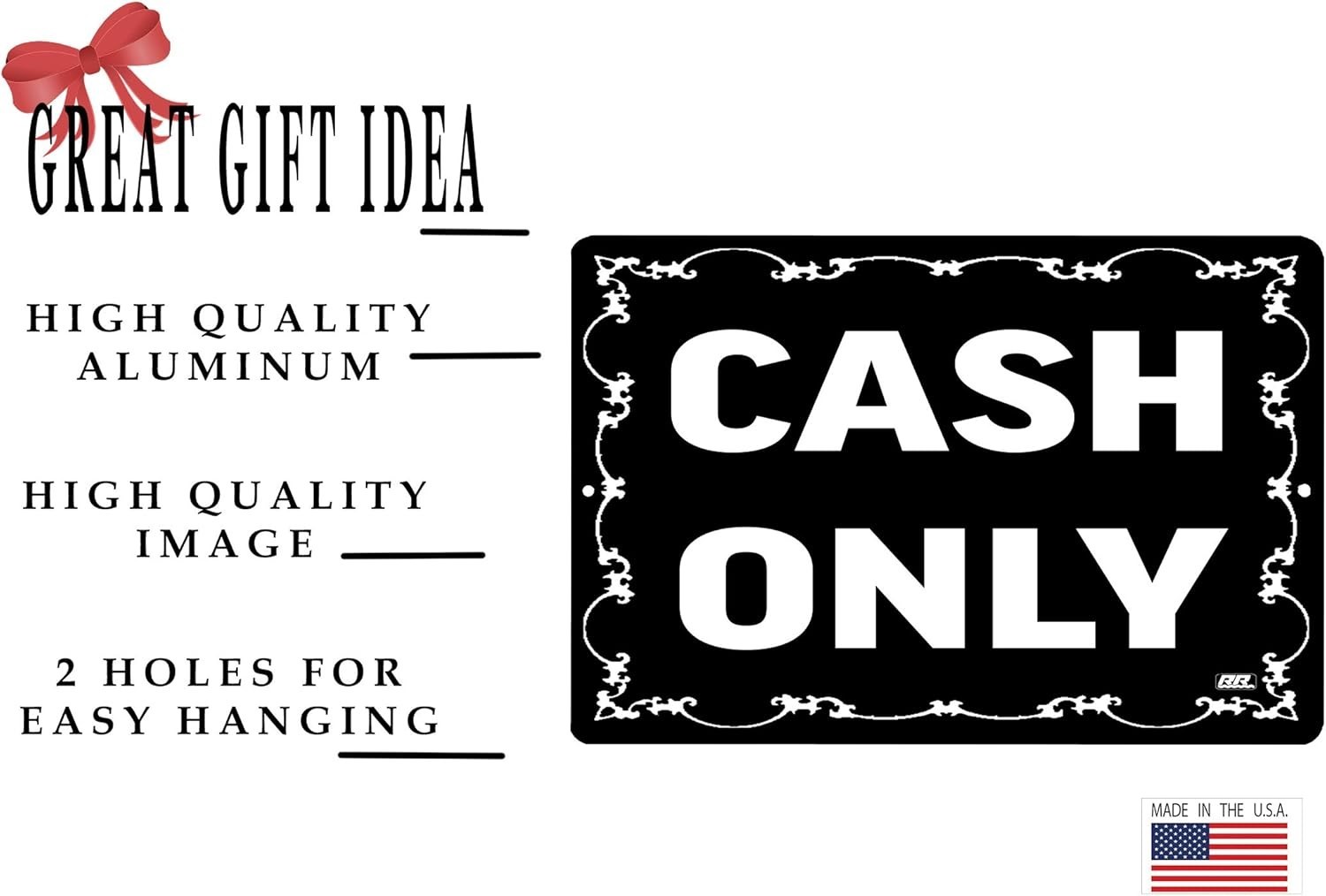 Cash Only Metal Tin Sign – Durable, Eye-Catching Retail & Bar Decor