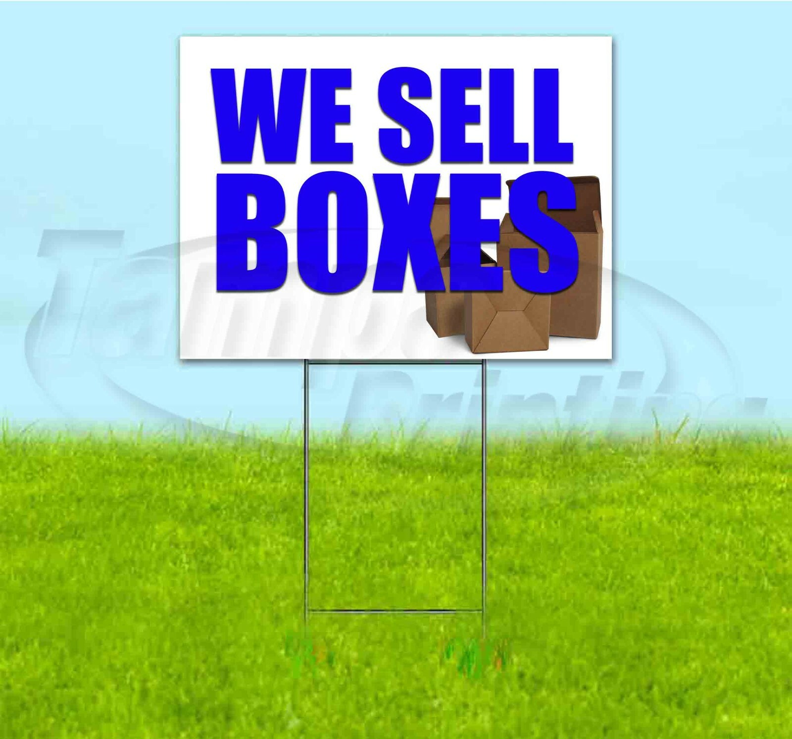 WE SELL BOXES 18×24 Yard Sign WITH STAKE Corrugated Bandit BUSINESS CARDBOARD