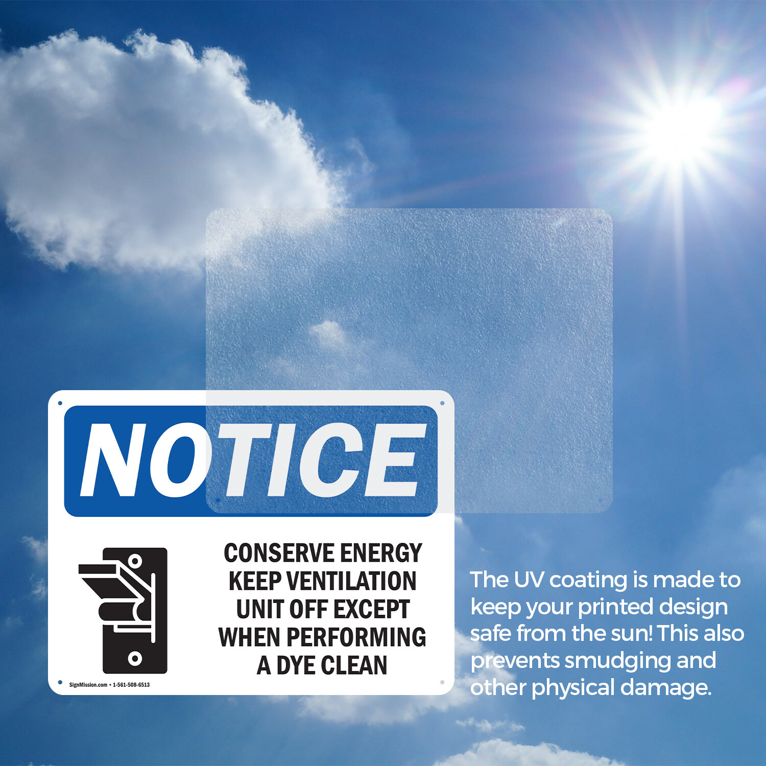 (2 Pack) Conserve Energy Keep Ventilation OSHA Notice Sign Decal Metal Plastic
