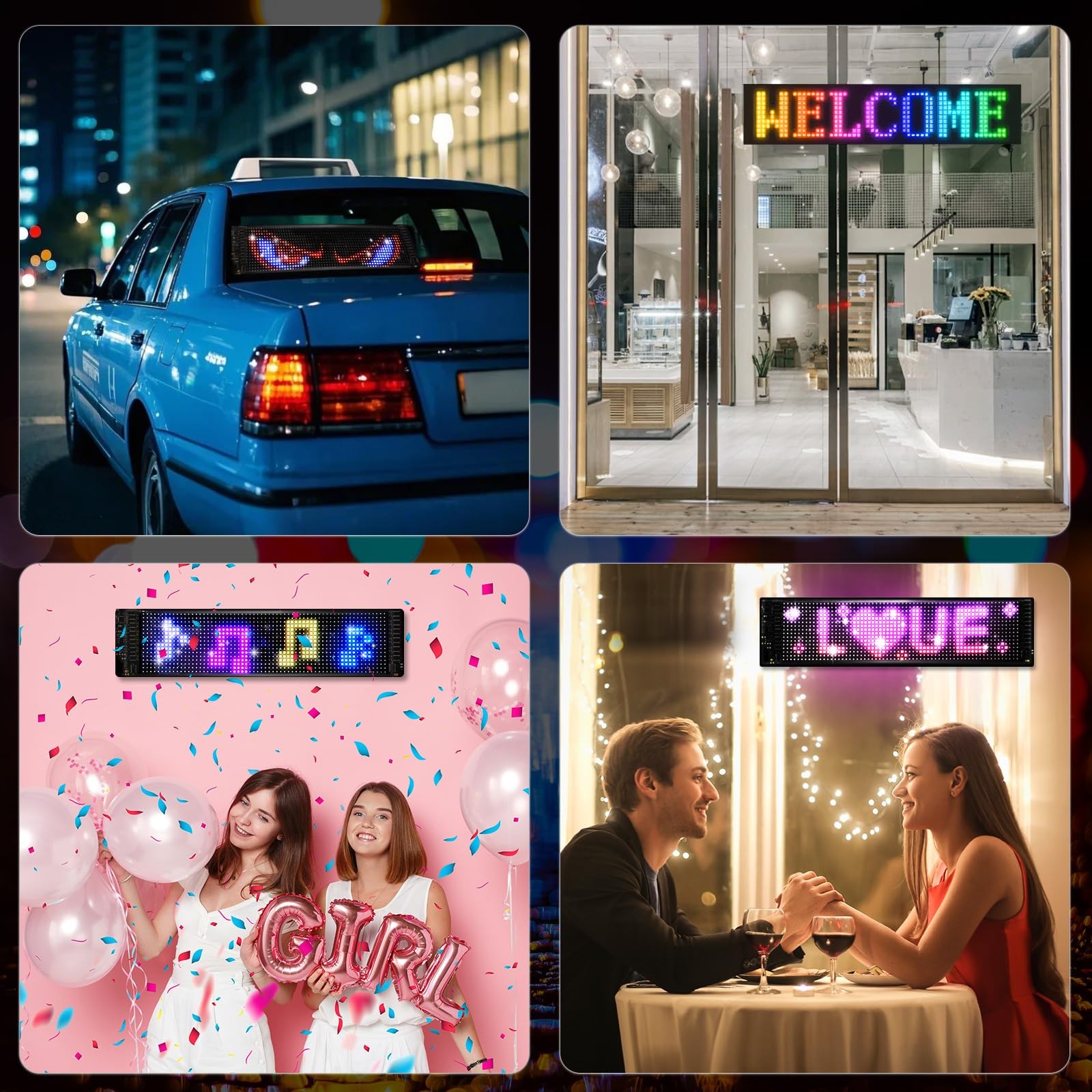 Programmable Scrolling LED Sign, 23.4″x4.7″, USB Flexible Digital Sign, APP C…