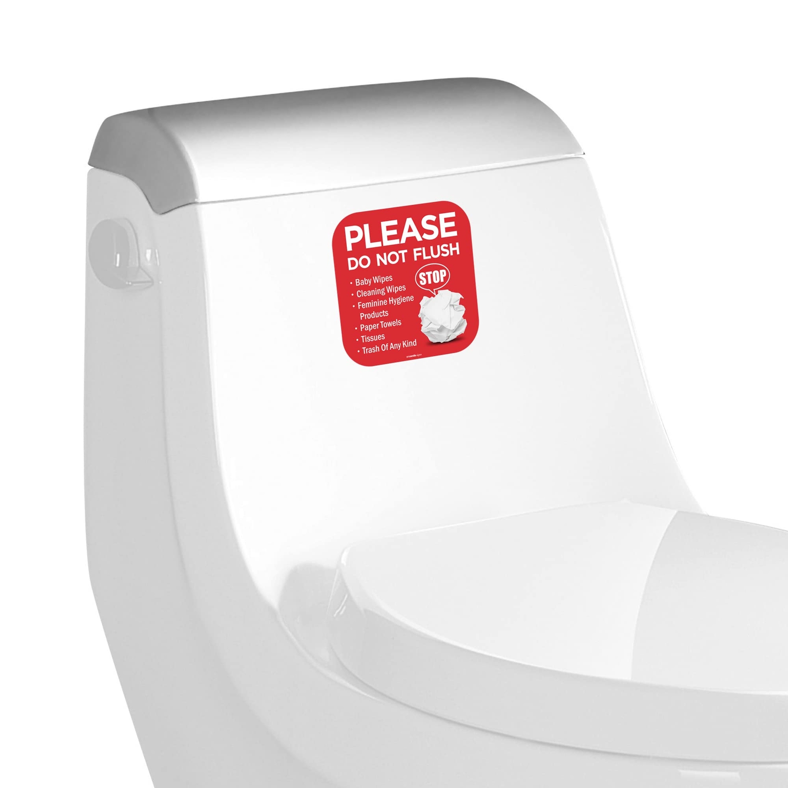 5Pack Please Do Not Flush Sign 6×6 Inch Self-Adhesive Waterproof Toilet Stickers