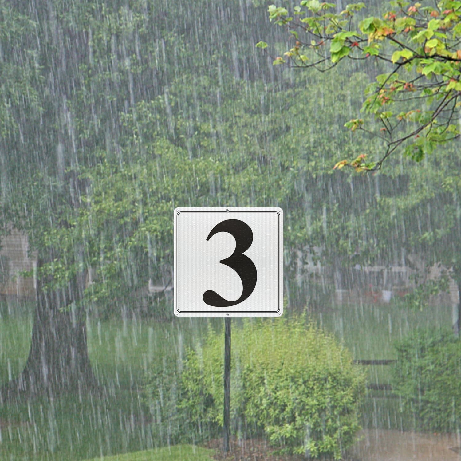 i-CowFun Premium Reflective Metal Number Signs 3 – Aluminum 12″ X 12″ Parking…