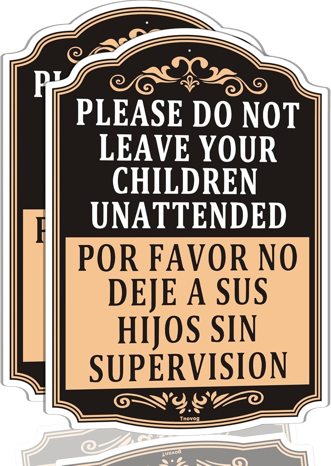 2 PCS Please Do Not Leave Children Unattended Bilingual Sign 14×10 Inch