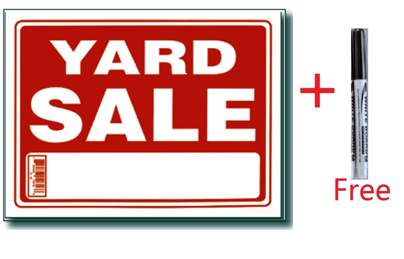 5 Pcs 9 x 12 Inch Plastic ” Yard Sale ” Sign with a Free Erasable Marker
