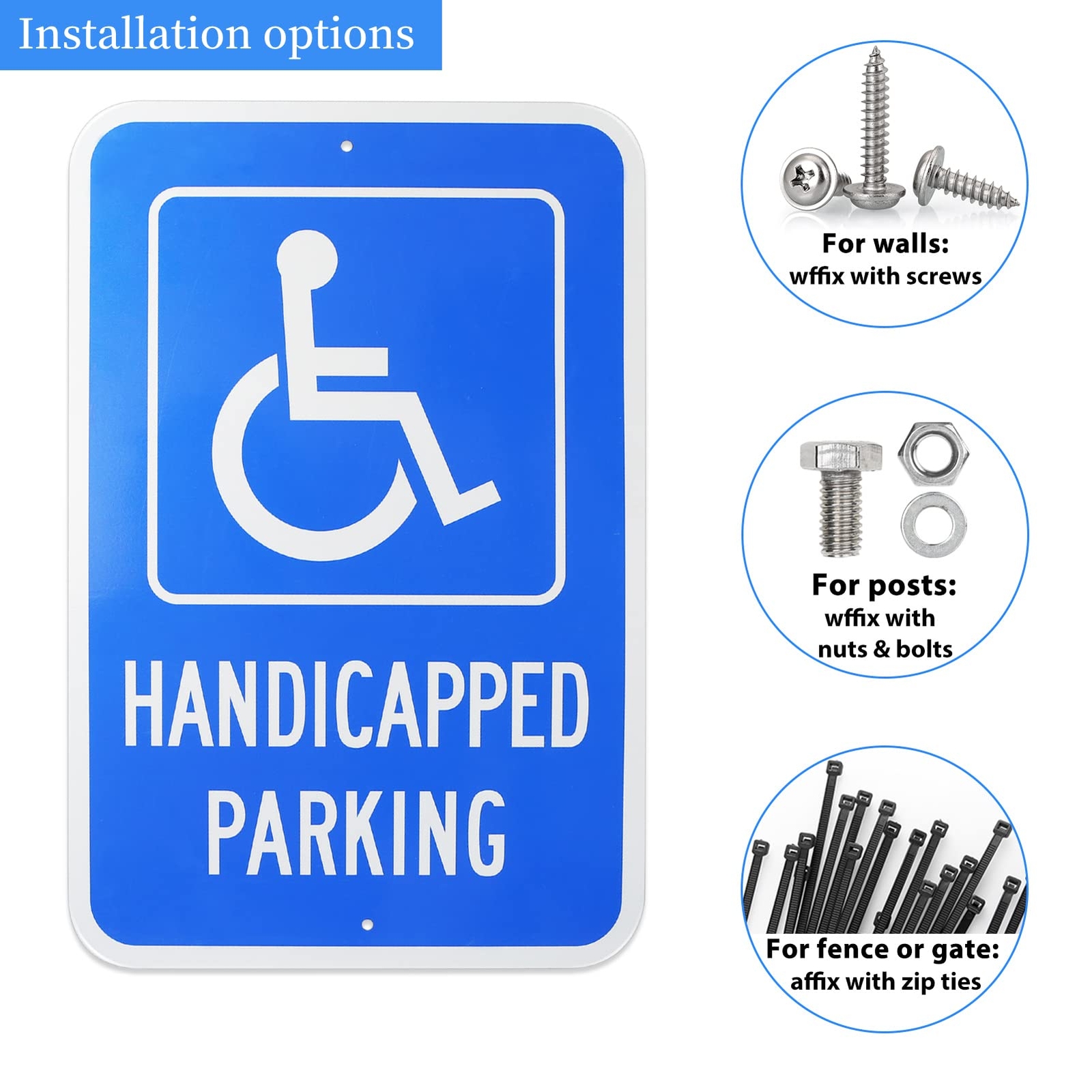 2-Pack 18×12″ Large Handicap Parking Sign with Wheelchair Symbol Reflective