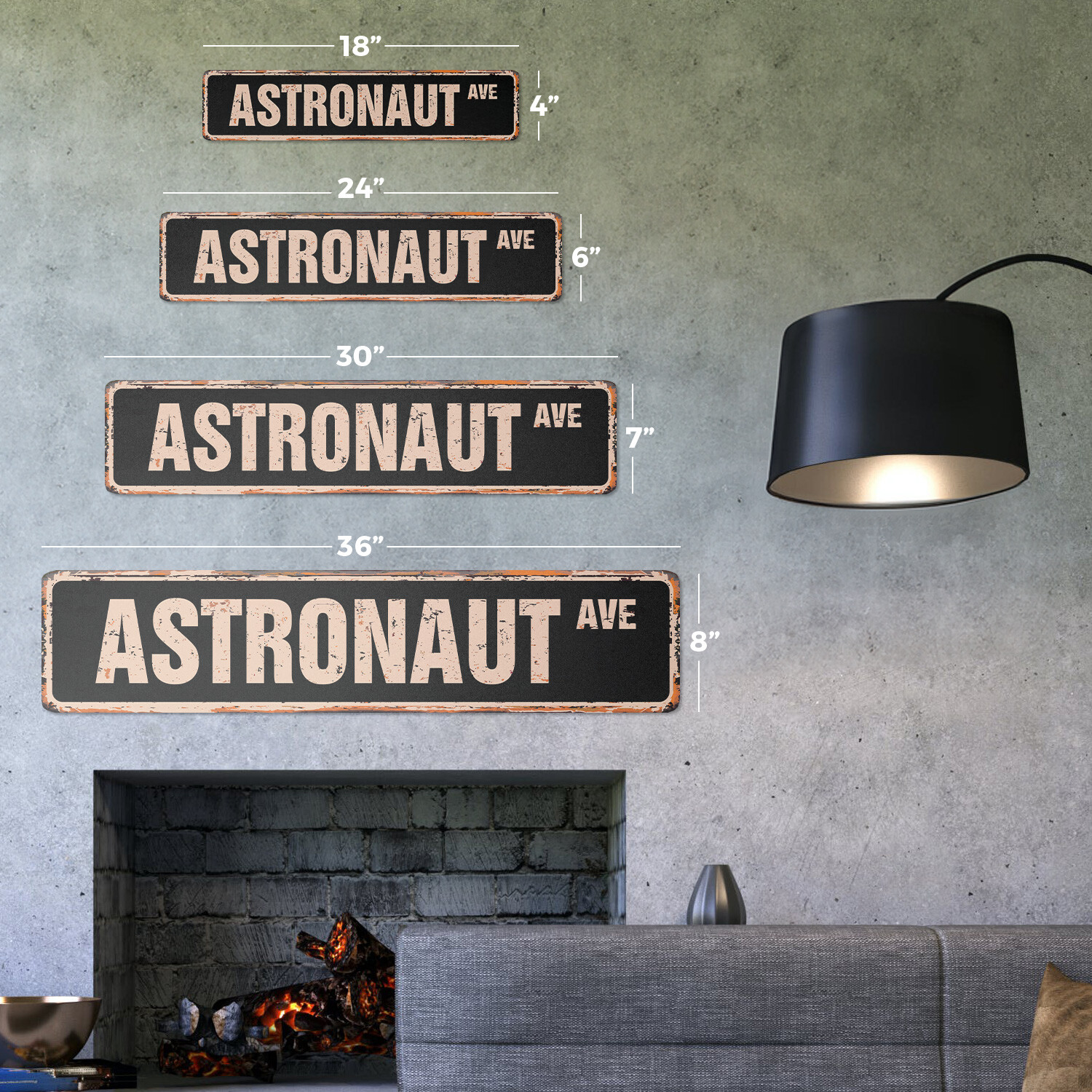 ASTRONAUT Vintage Street Sign Metal Plastic space shuttle rocket moon travel