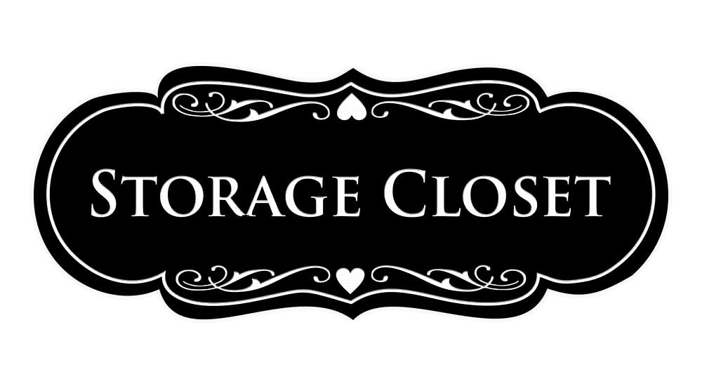 Designer Storage Closet Sign Black Small Office Room Identification Plaque
