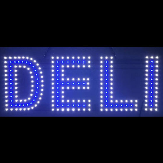 LED DELI SIGN (10″X28″ INCH) WHITE / NAVY COLOR