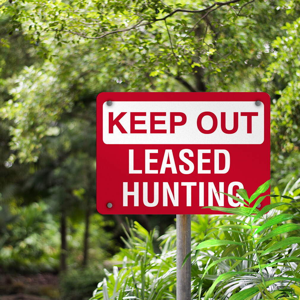 Horizontal Metal Sign Keep out Leased Hunting Hazard Red Restricted Access