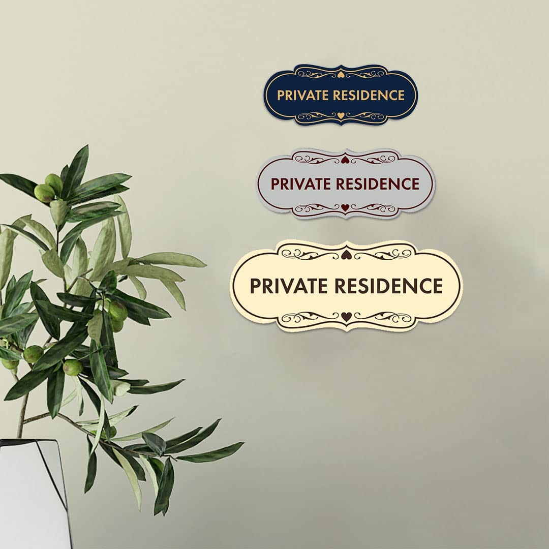 Designer Private Residence Sign Medium Black Gold Wall Door Marker Home 1 PCS