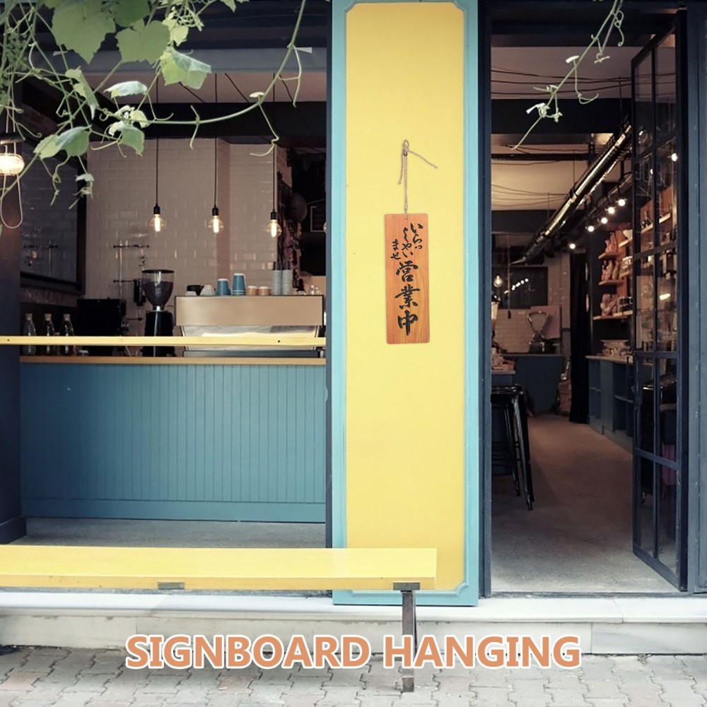 Natural Wood Double Sided Open Closed Sign Japanese Style Hanging Store Decor