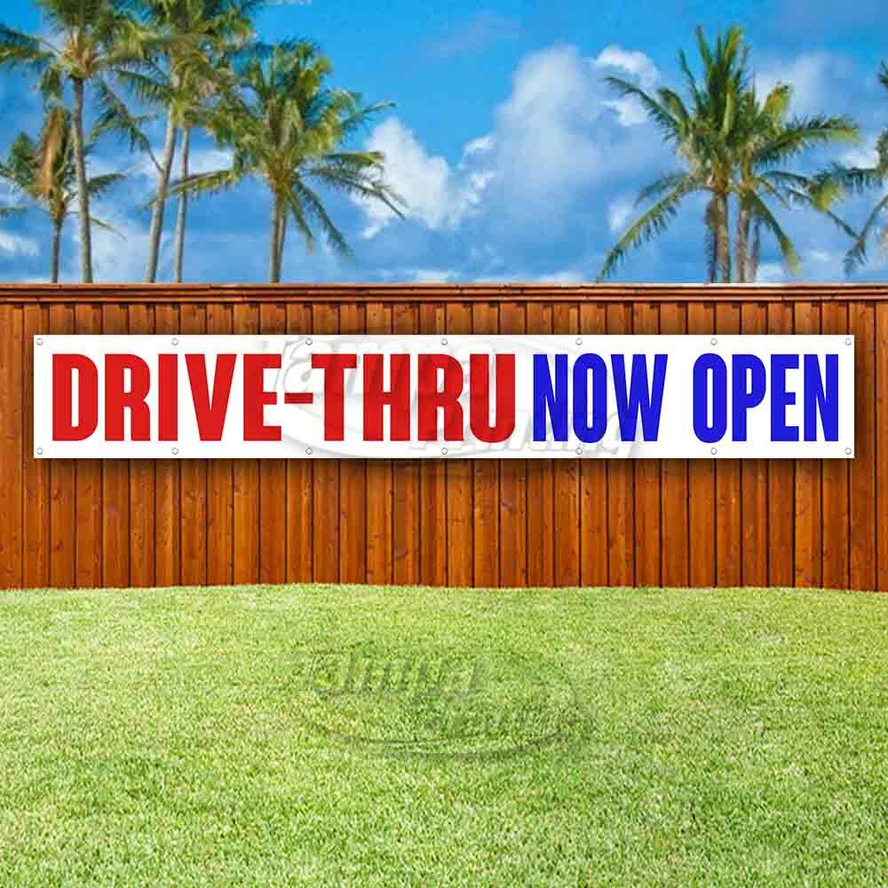 DRIVE-THRU NOW OPEN Advertising Vinyl Banner Flag Sign LARGE HUGE XXL SIZE