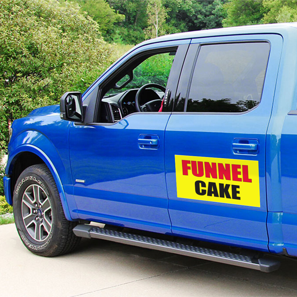 Car Magnet Set of 2 Funnel Cake Food Fair Promotion Business Industrial Sign