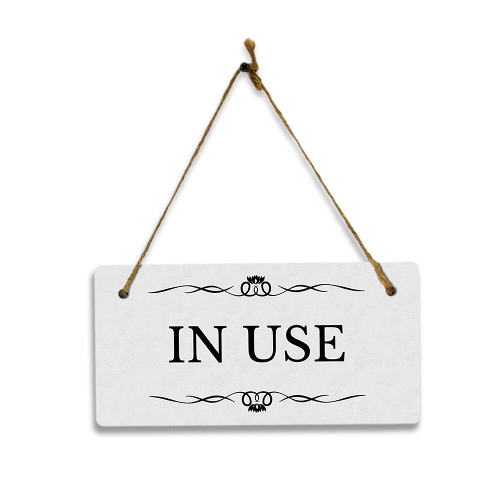 In Use 5″ x 10″ Hanging Wall or Door Sign | Rustic Twine | Stylish Business