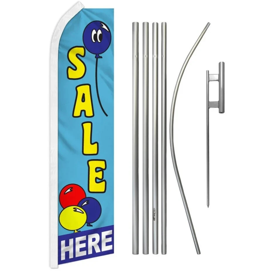 Sale Here (Balloons) Swooper Advertising Flag & Pole Kit