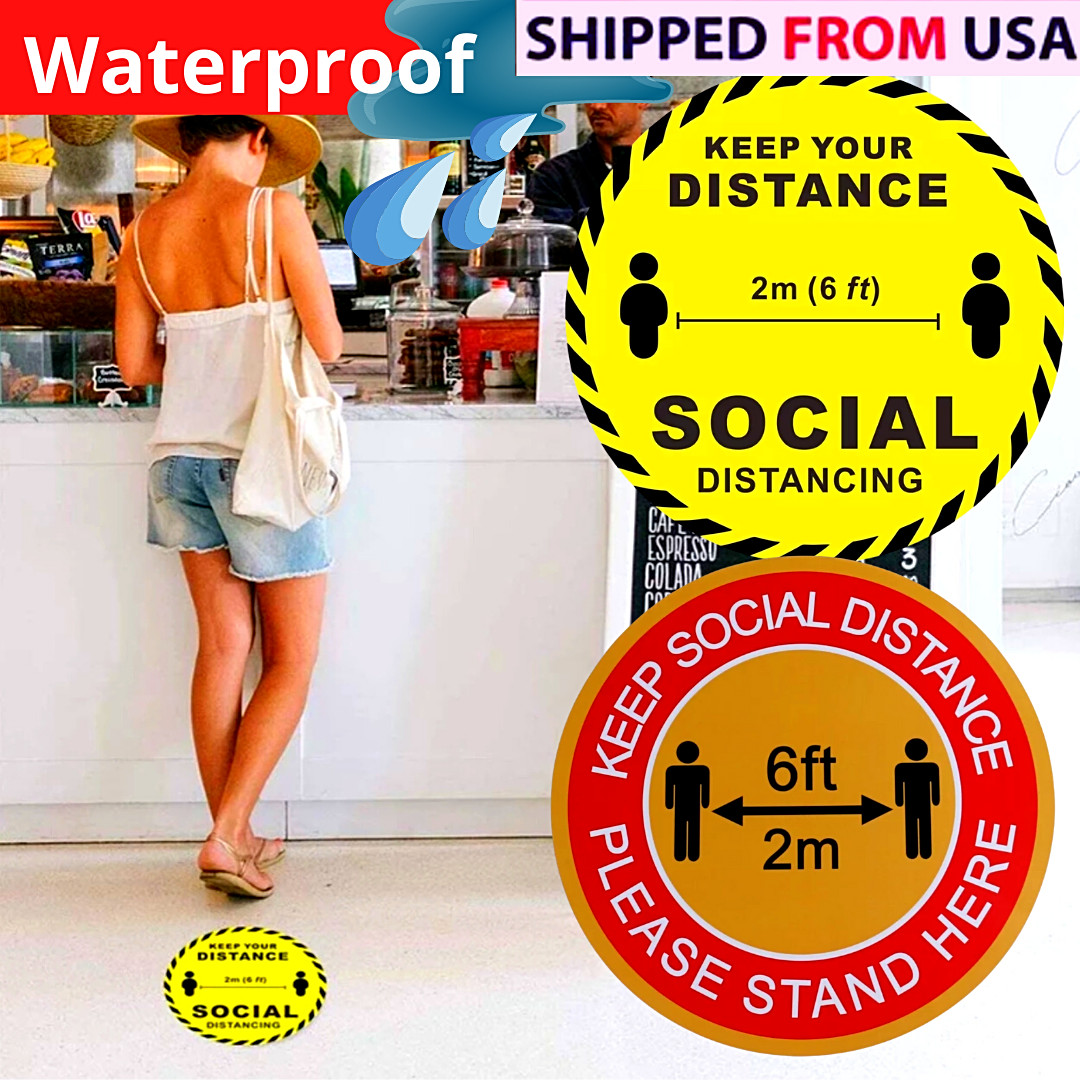 Calcomanía de vinilo para mantener la distancia social Sticker Impermeables