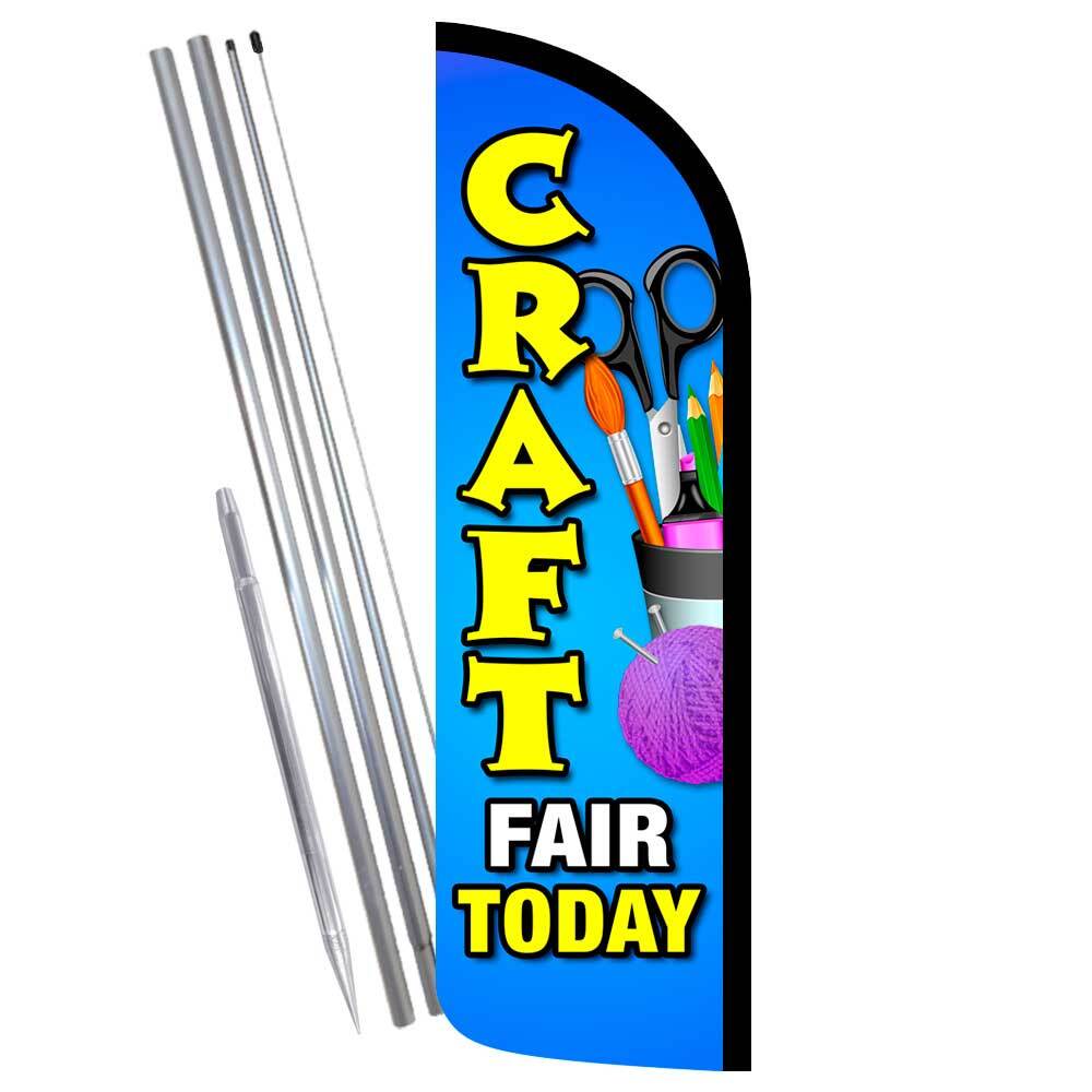 Craft Fair Today Premium Windless Feather Flag Bundle (Complete Kit) OR Optional